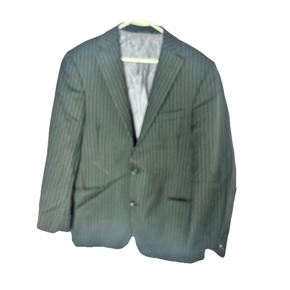 Kenneth‎ Roberts Platinum Mens 42R Black Wool Pinstripe Blazer Suit Coat
